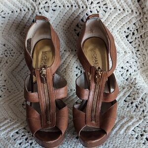 Michael Kors Tan Leather Heeled Sandals